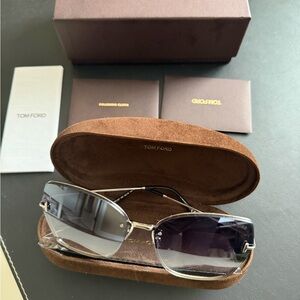 Tom Ford Silver Frame Sunglasses with Black Lenses